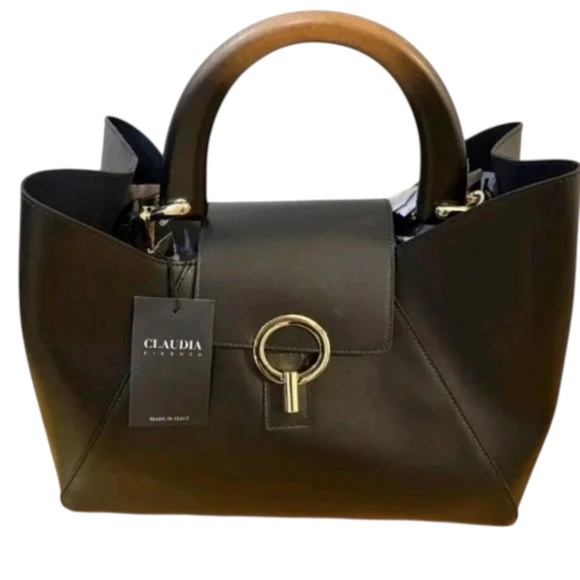NWT CLAUDIA Firenze Isabela Nero Women’s Black Tote Style Handbag - Picture 5 of 8